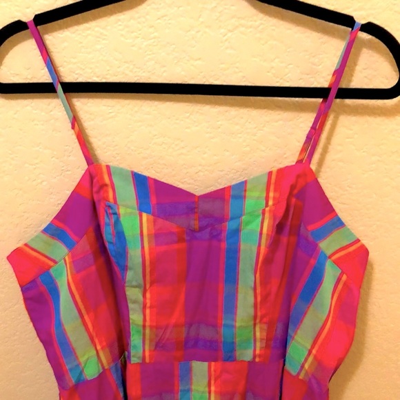 A NEW DAY VIBRANT MADRAS PLAID SUNDRESS • SPAGHETTI STRAPS • FISHTAIL HEM•SZ XXL - Picture 4 of 17